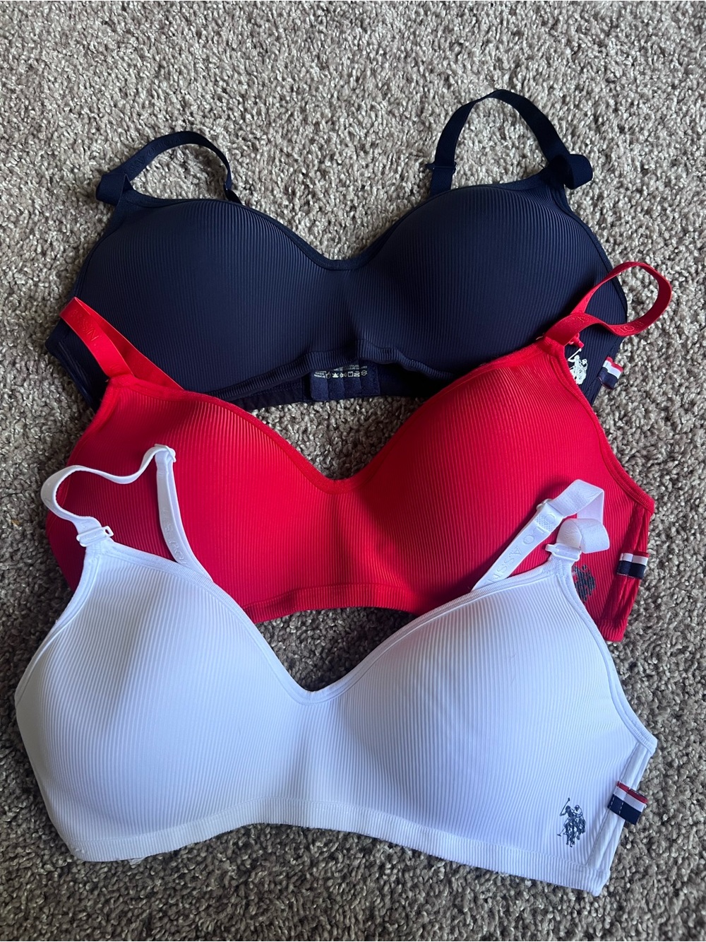Polo by Ralph Lauren Seamless Wireless Bras - Navy, Red, White (3-Pack)